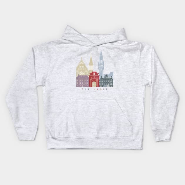 The Hague skyline poster Kids Hoodie by PaulrommerArt